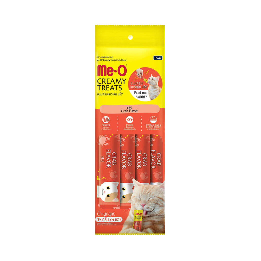 ME-O Creamy Treats Yengeç Eti ve Ton Balıklı Yetişkin Kedi Krema Ödül, 4 lü Paket, 60g