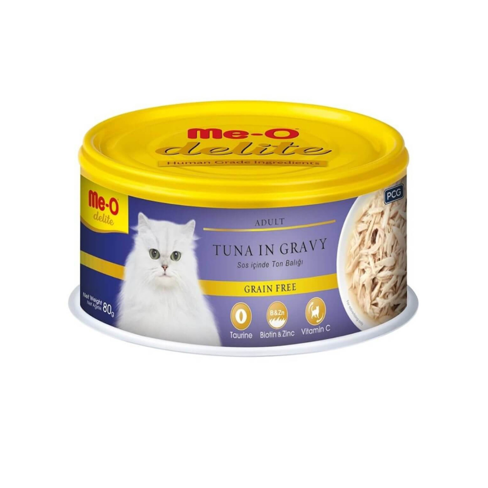 ME-O Delite Gravy Ton Balıklı Tahılsız Yetişkin Kedi Konserve Mama, 80g