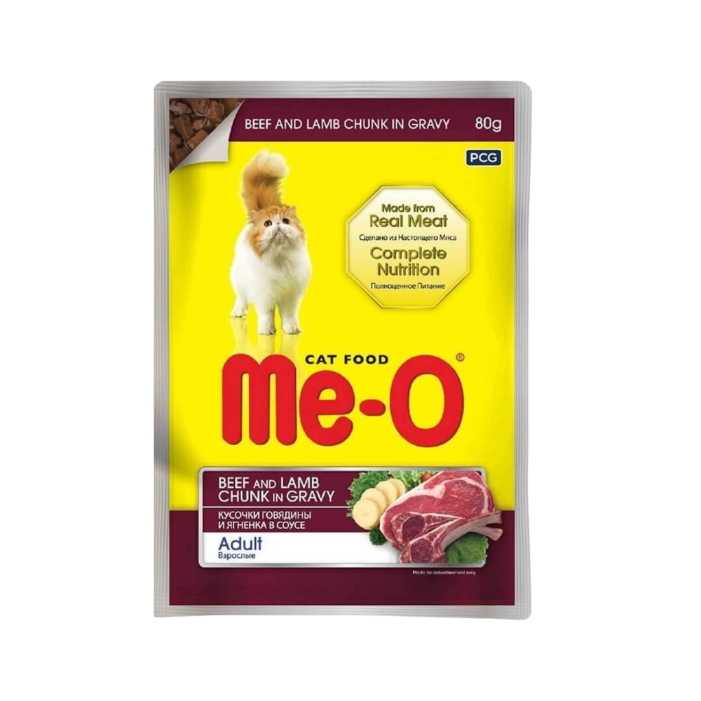 ME-O Gravy Dana ve Kuzu Etli Yetişkin Kedi Yaş Mama, 80g