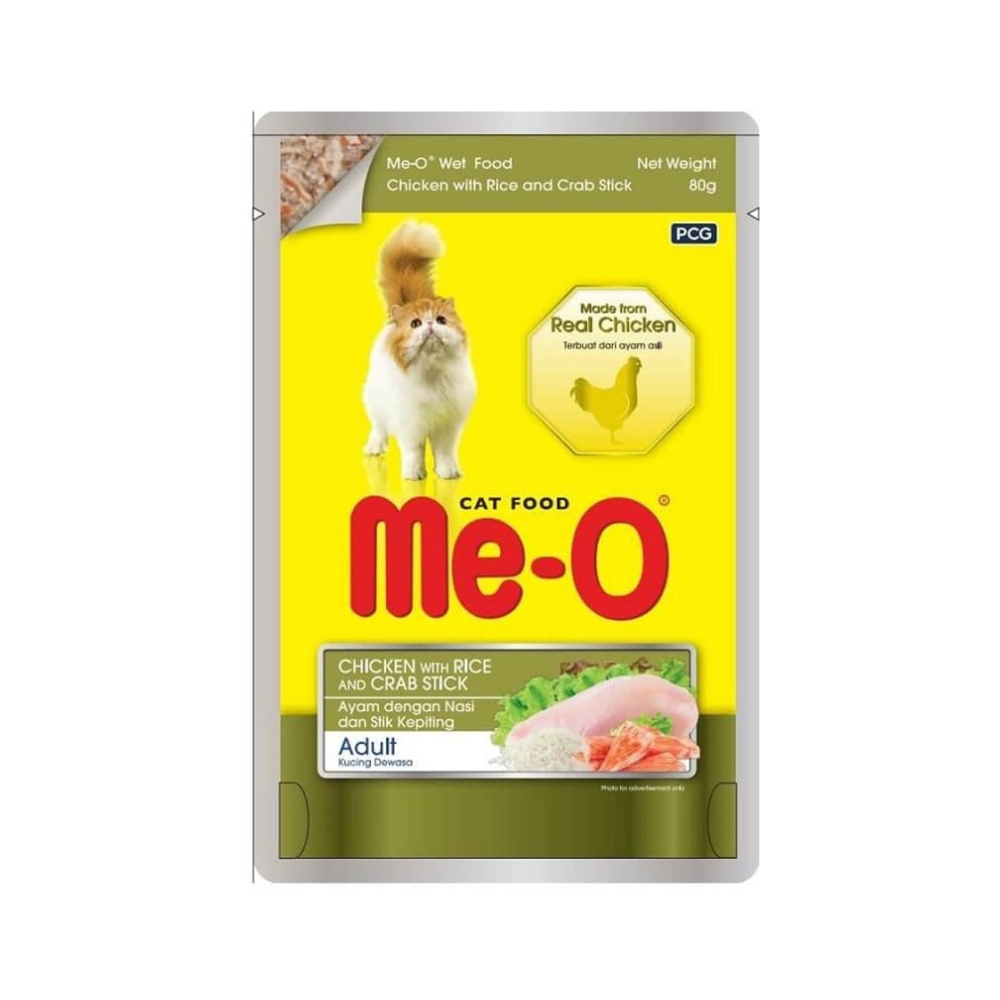 ME-O Poach Tavuk, Pirinç ve Yengeçli Yetişkin Kedi Yaş Mama, 80g