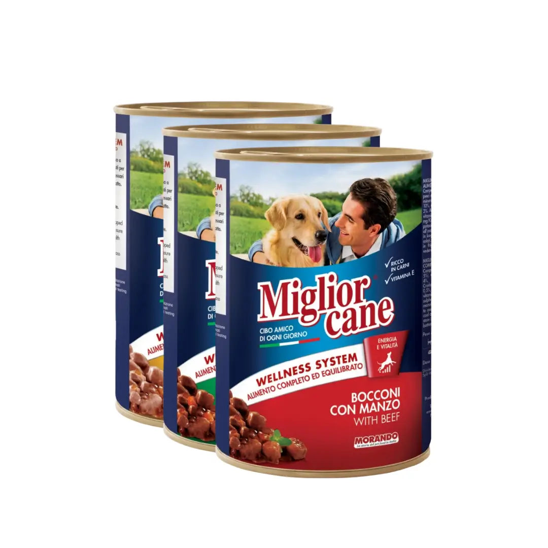 Miglior Yetişkin Köpek Biftekli, Tavuk ve Hindili,Biftekli ve Sebzeli Konserve Mama, 405g
