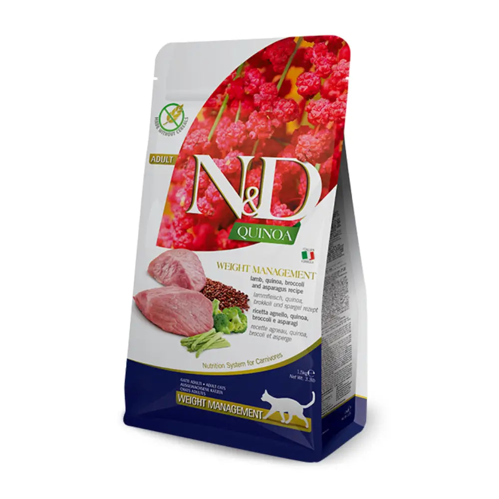 N&D Quinoa Tahılsız Kuzu Etli ve Rezeneli Kilo Kontrolü Yetişkin Kedi Maması