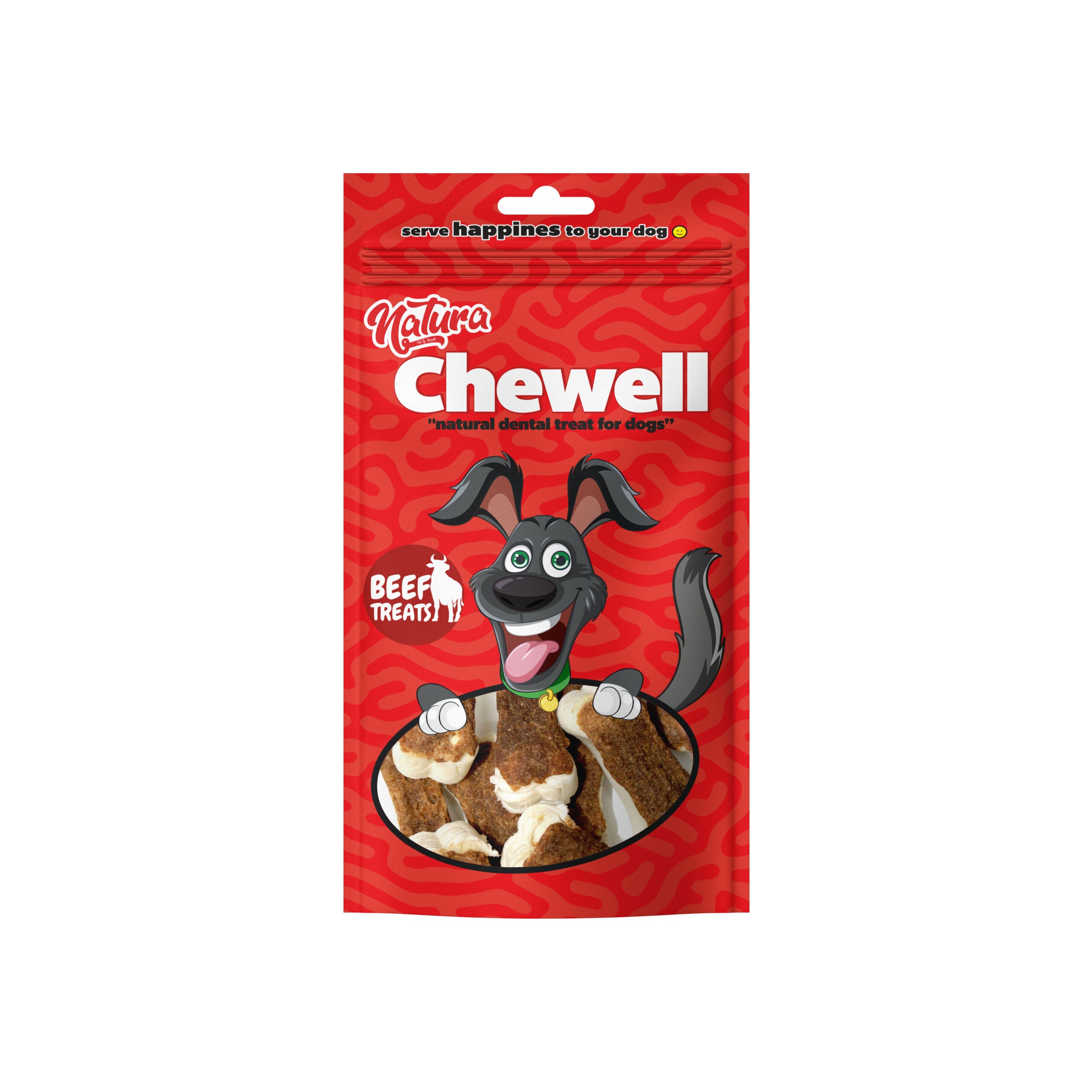 Natura Chewell Biftek Kaplı Köpek Pres Kemik Ödül, 105gr