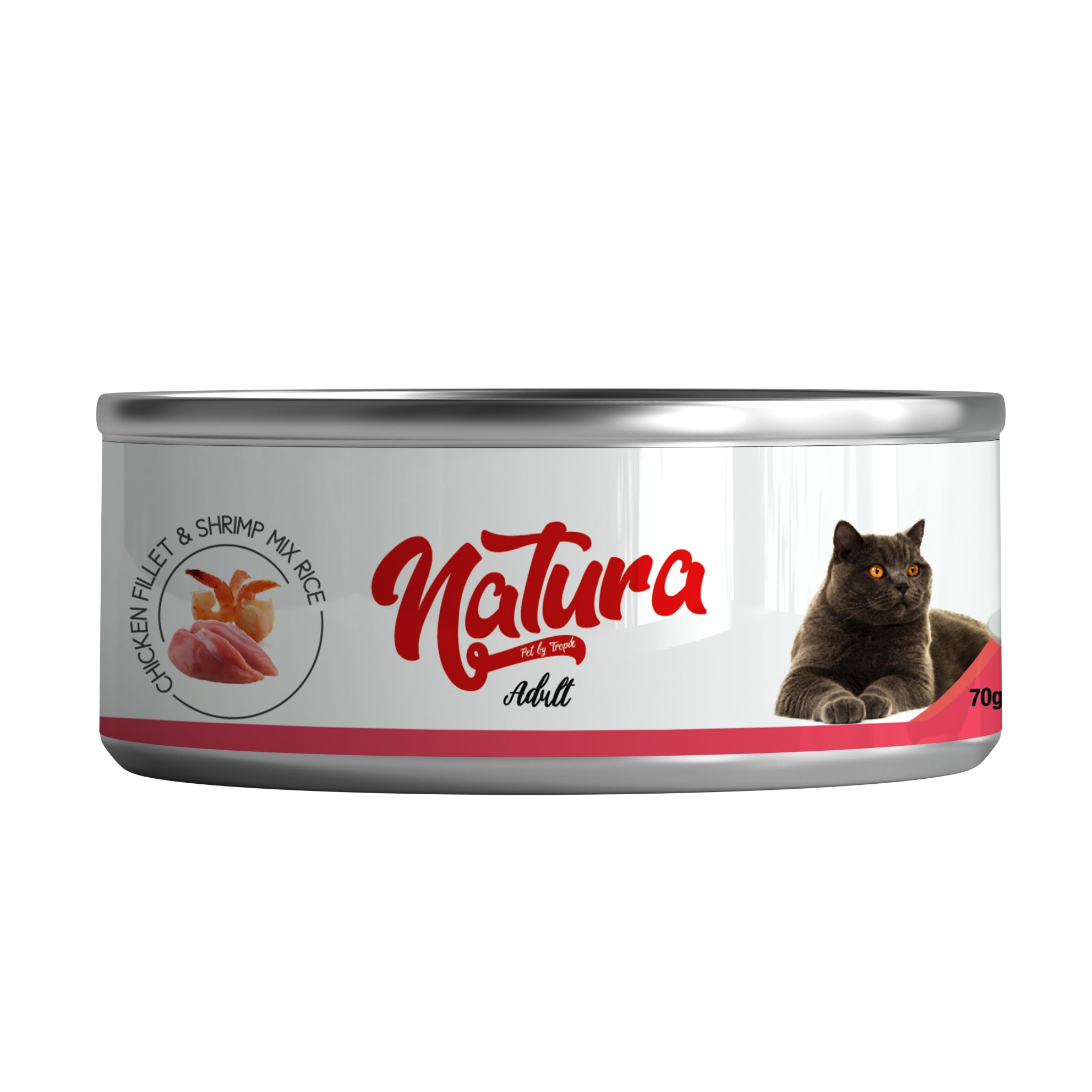 Natura Jelly Tavuk Fileto ve Karidesli Yetişkin Kedi Konserve Mama, 70g