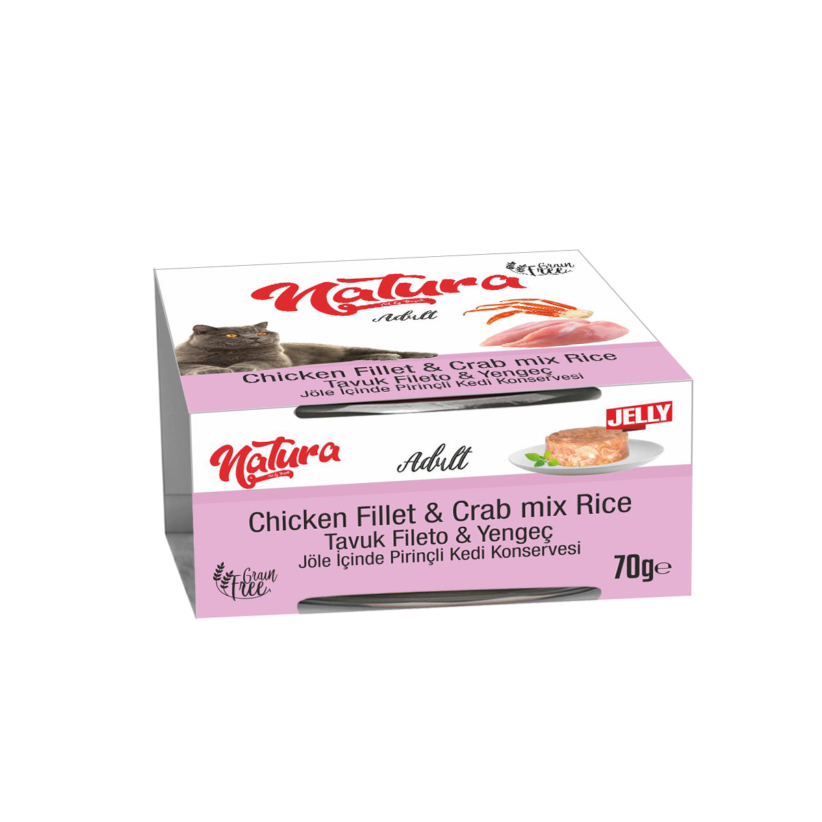 Natura Jelly Tavuk Fileto ve Yengeçli Adult Kedi Konserve Mama, 70g