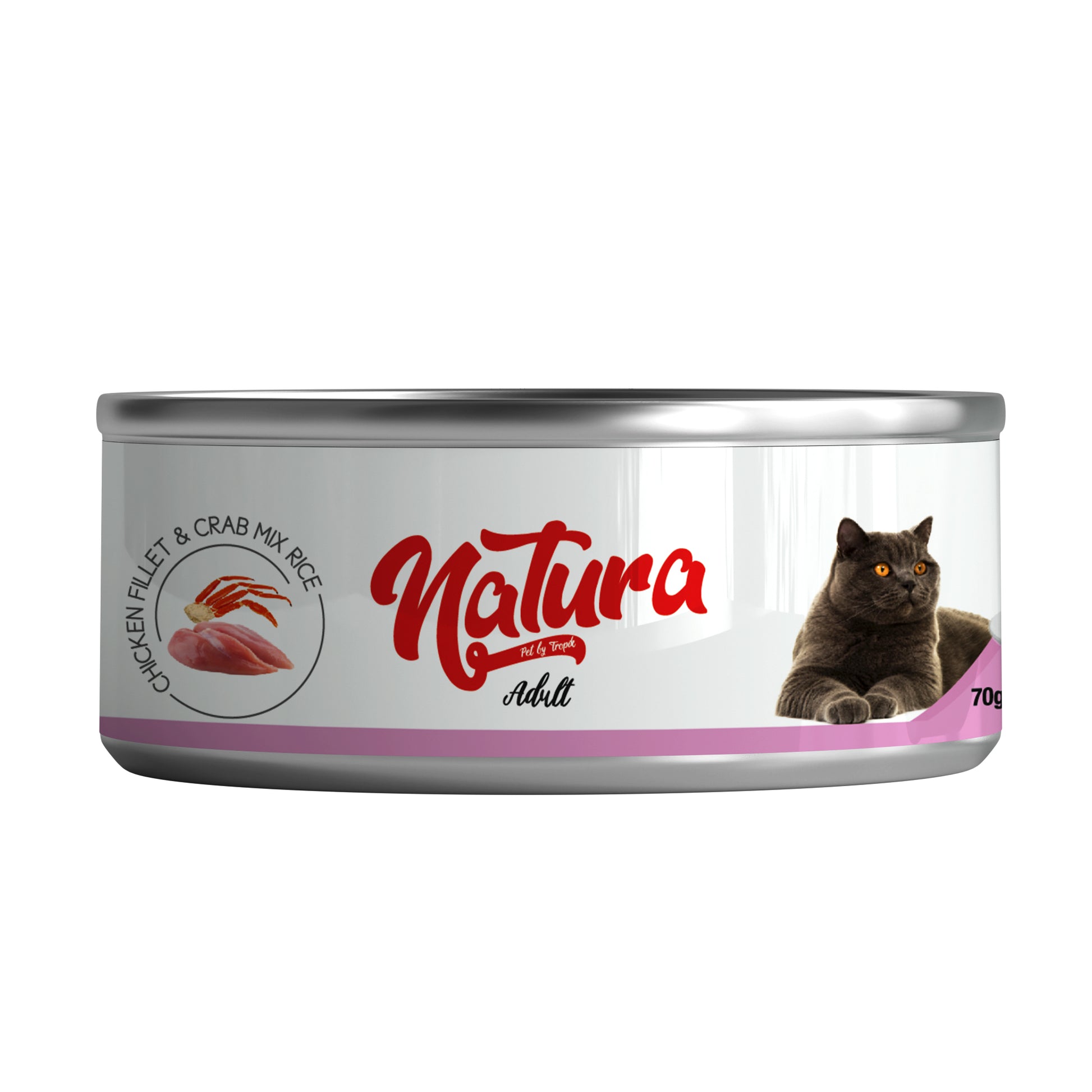 Natura Jelly Tavuk Fileto ve Yengeçli Yetişkin Kedi Konserve Mama, 70g