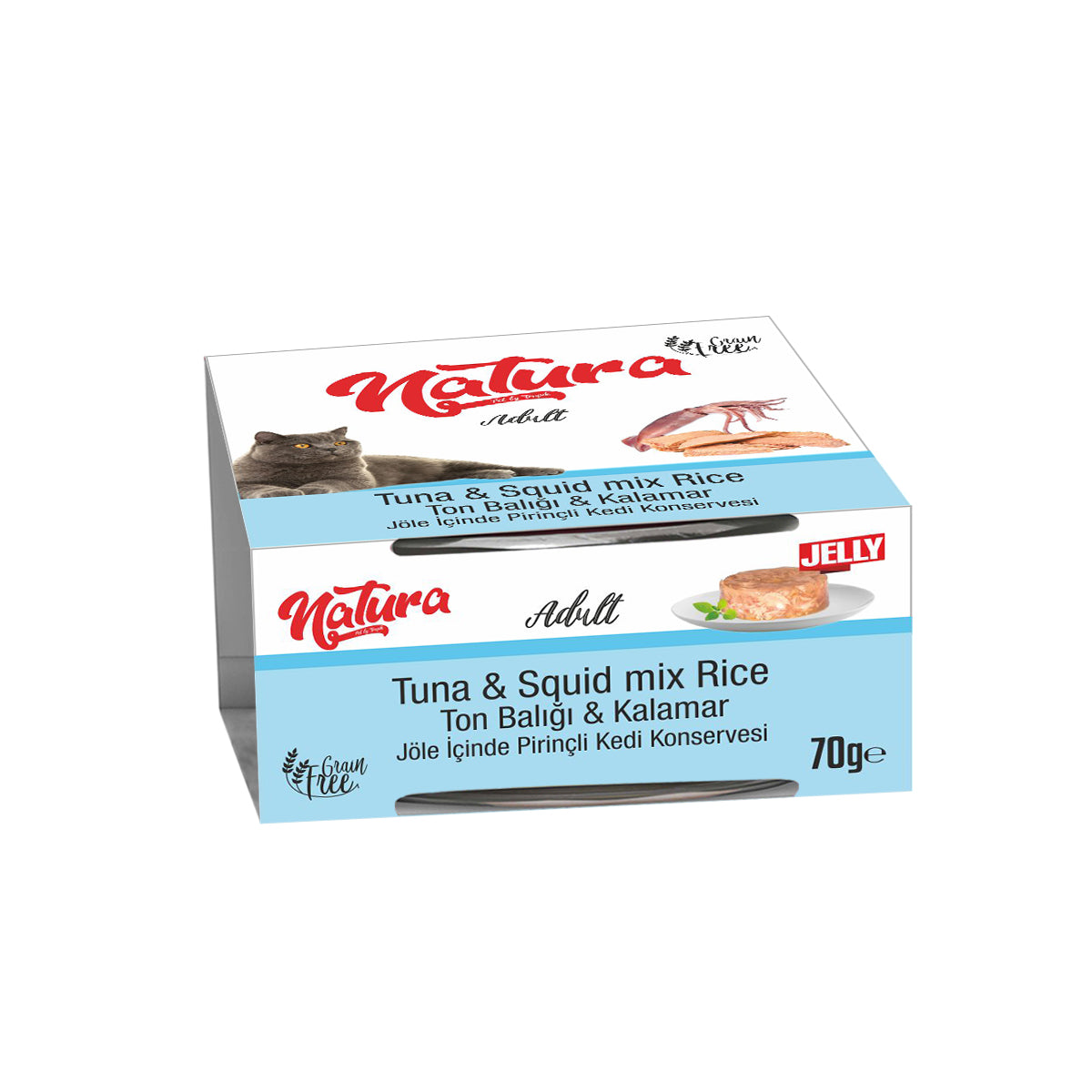 Natura Jelly Ton Balık ve Kalamarlı Adult Kedi Konserve Mama, 70g