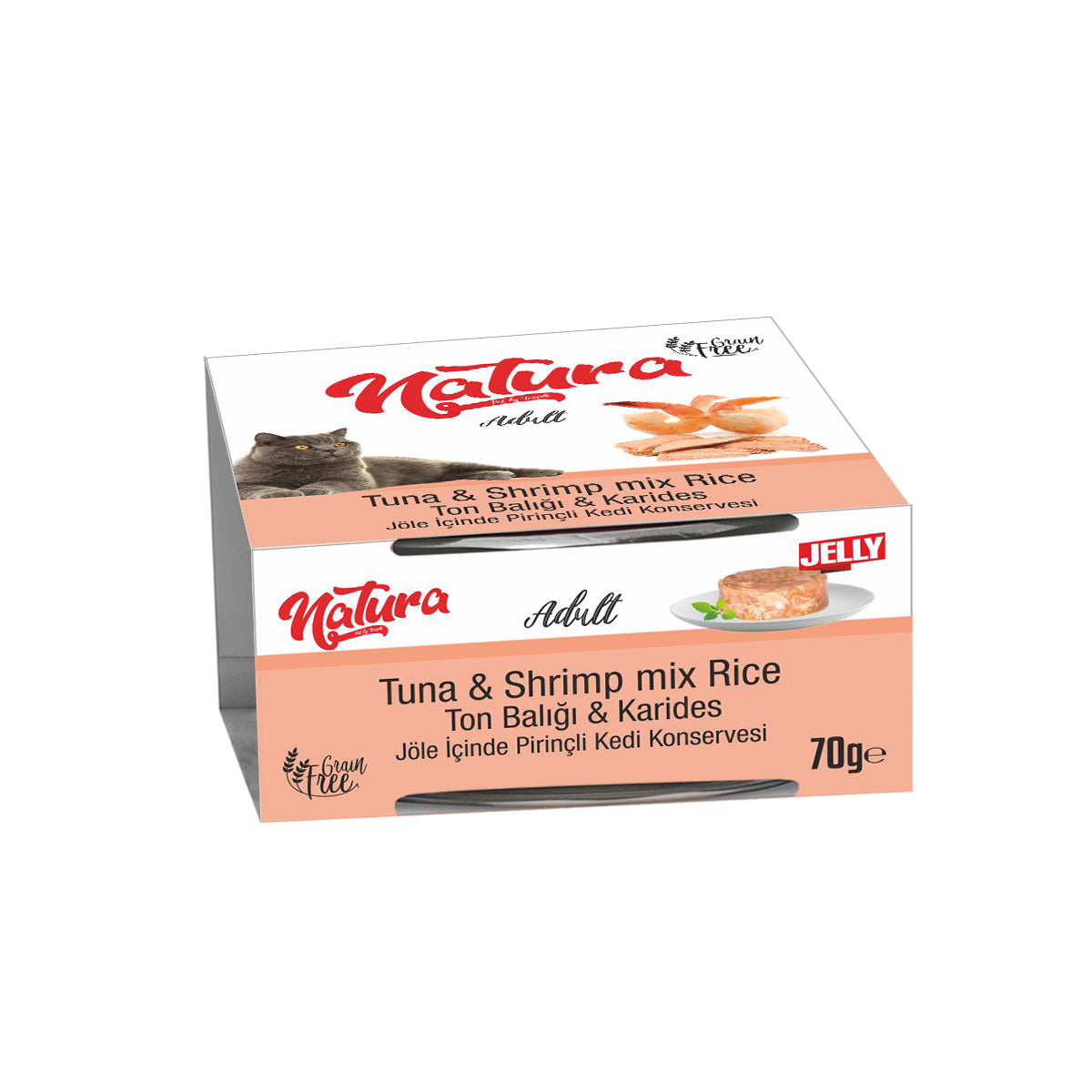 Natura Jelly Ton Balık ve Karidesli Adult Kedi Konserve Mama, 70g