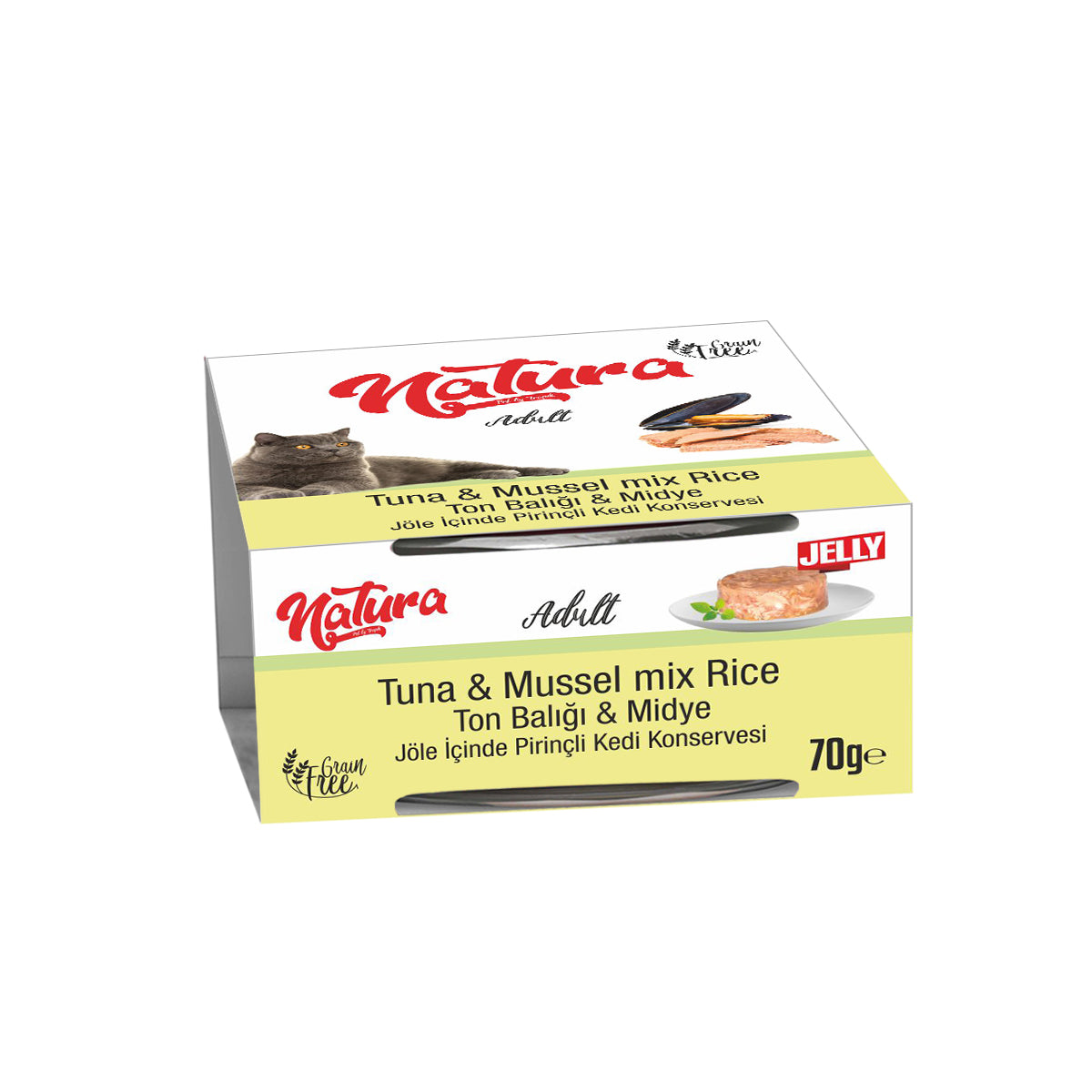 Natura Jelly Ton Balık ve Midyeli Adult Kedi Konserve Mama, 70g