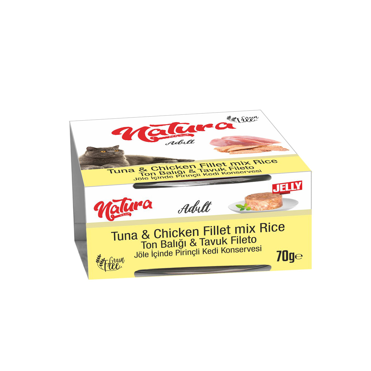 Natura Jelly Ton Balık ve Tavuk Filetolu Adult Kedi Konserve Mama, 70g