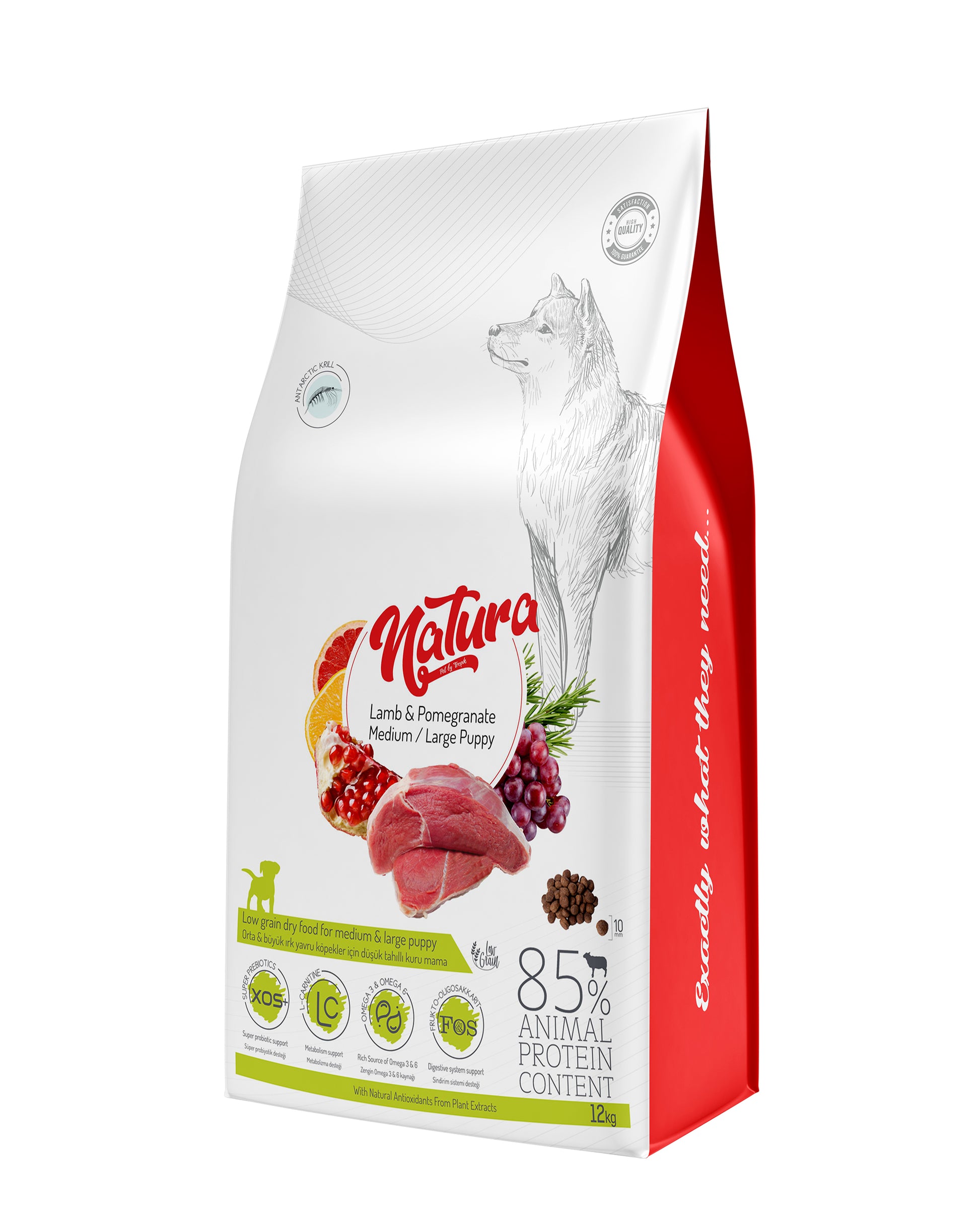 Natura Kuzu Eti ve Narlı Az Tahıllı Orta/Büyük Yavru Köpek Mama, 12kg