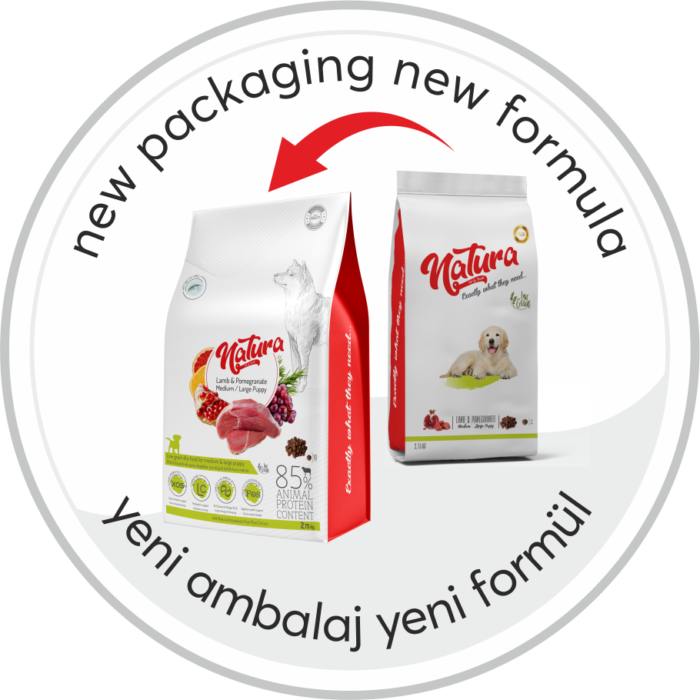 Natura Kuzu Eti ve Narlı Az Tahıllı Med/Max Yavru Köpek Mama, 2.75kg