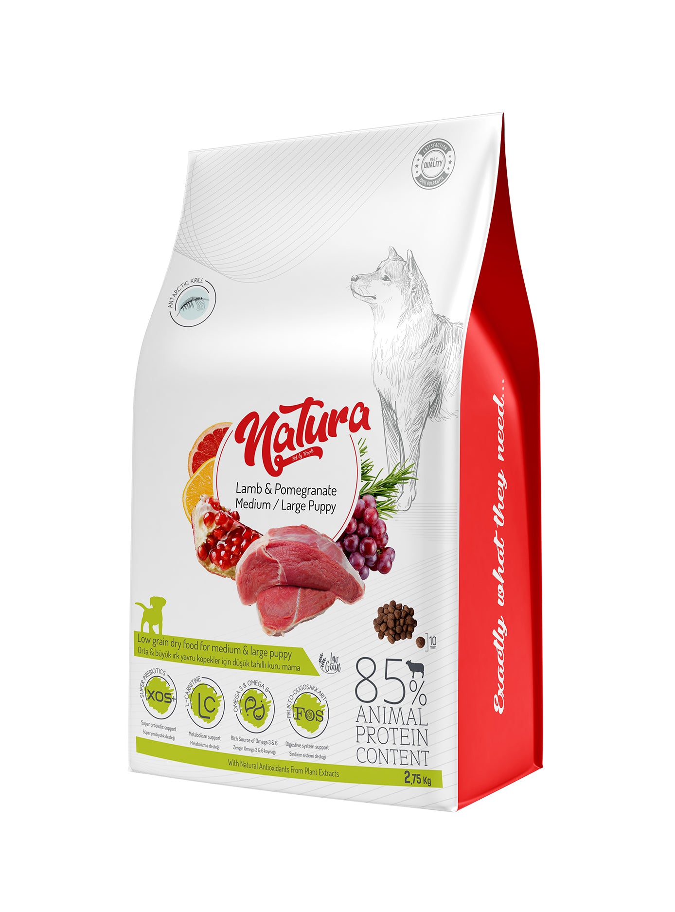 Natura Kuzu Eti ve Narlı Az Tahıllı Orta/Büyük Yavru Köpek Mama, 2.75kg