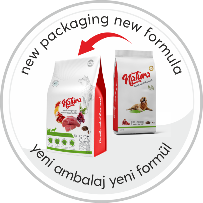 Natura Kuzu Eti ve Narlı Az Tahıllı Orta/Büyük Adult Köpek Mama, 2.75kg