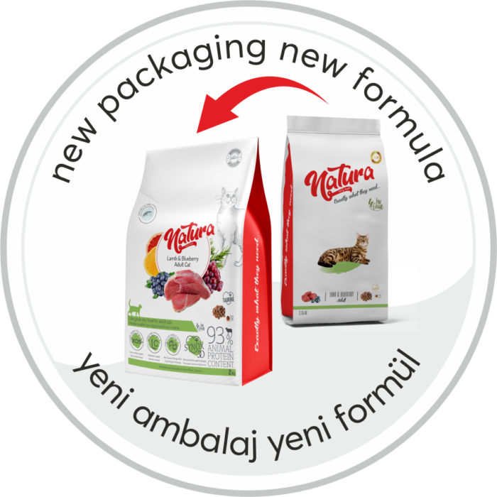 Natura Kuzu Eti ve Yaban Mersinli Az Tahıllı Adult Kedi Mama, 2kg