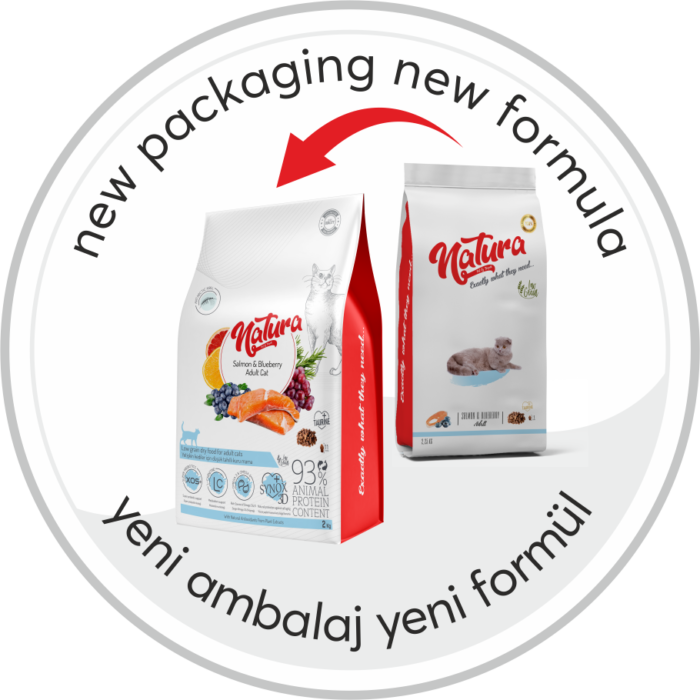 Natura Somon ve Yaban Mersinli Az Tahıllı Adult Kedi Mama, 2kg