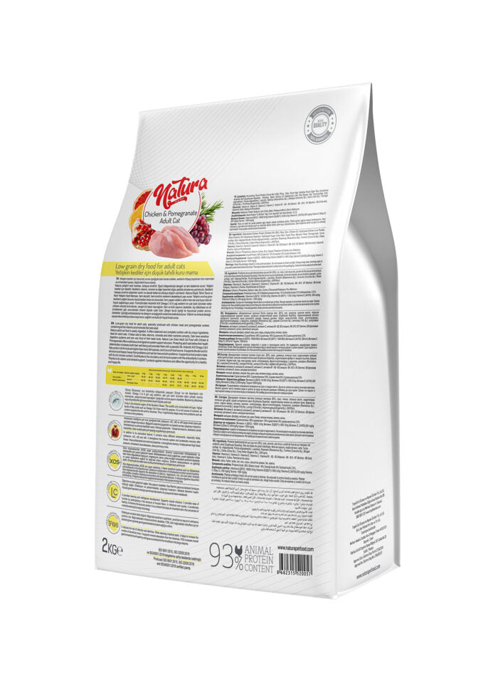 Natura Tavuk ve Narlı Az Tahıllı Adult Kedi Mama, 2kg