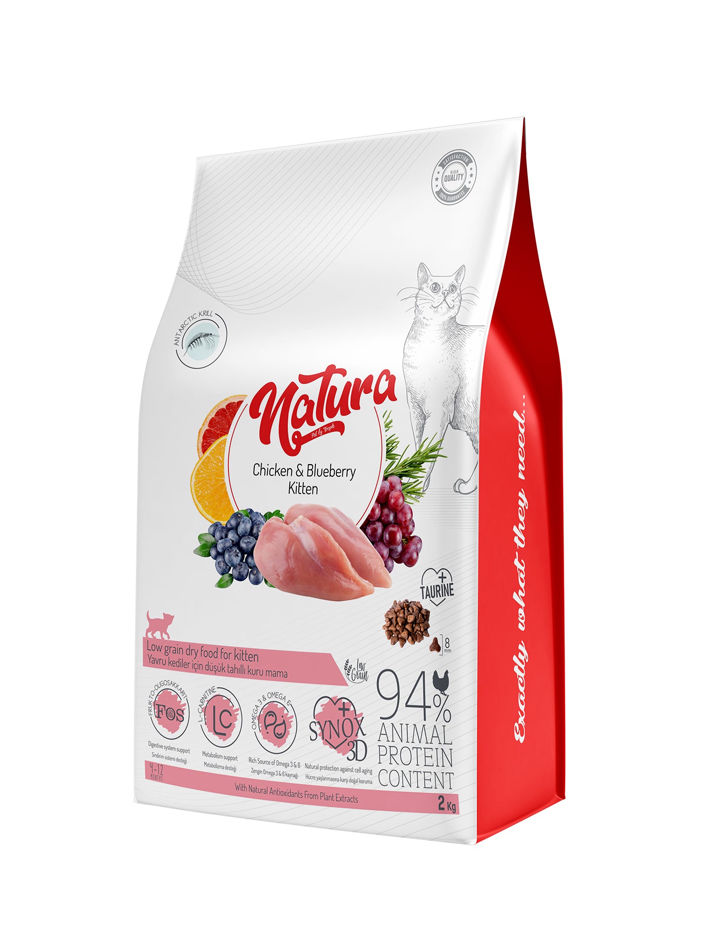 Natura Tavuklu Az Tahıllı Yavru Kedi Mama, 2kg