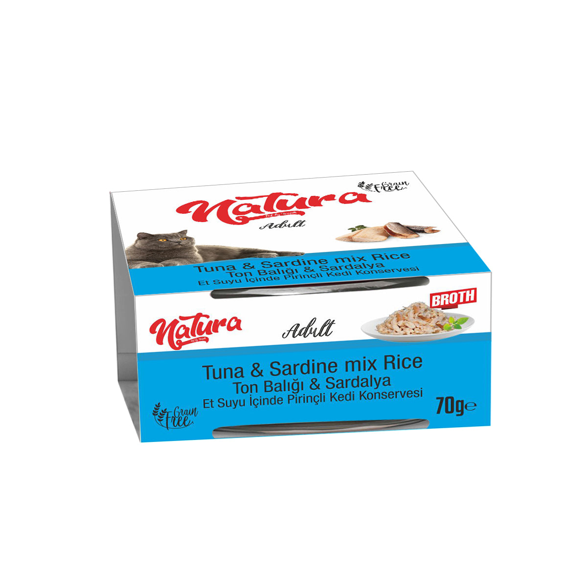 Natura Ton Balık ve Sardalyalı Yetişkin Kedi Konserve Mama, 70g