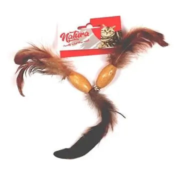 Natura Tüylü Ahşap Oval İkili Kedi Oyuncak, 15cm