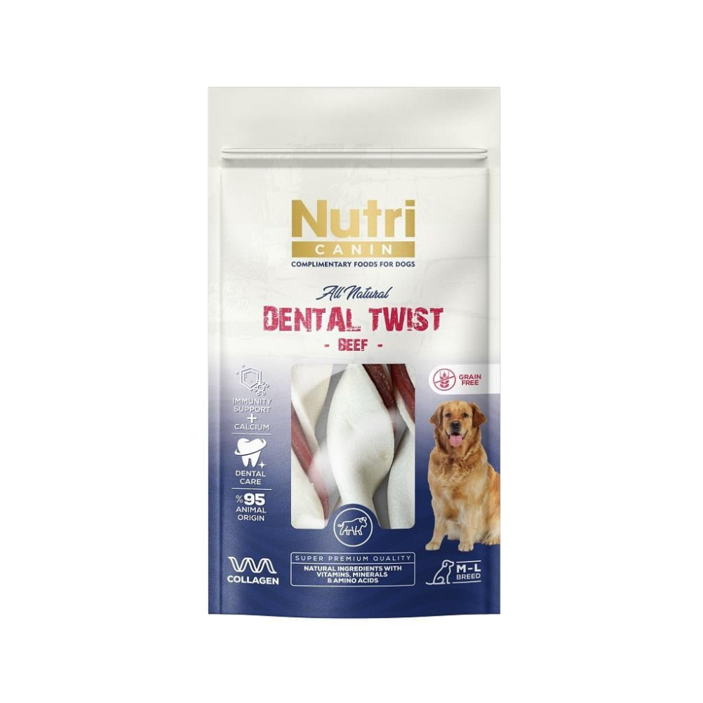 Nutri Dental Twist Biftekli Yetişkin Köpek Çiğneme Çubuğu Ödül, 120g