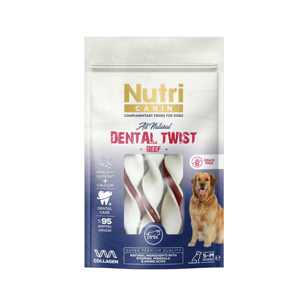 Nutri Dental Twist Biftekli Yetişkin Köpek Çiğneme Çubuğu Ödül, 80g