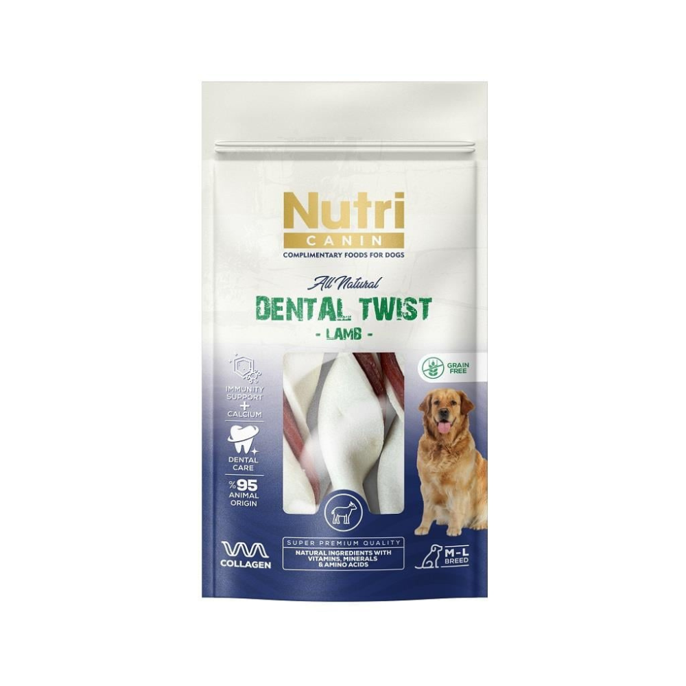 Nutri Dental Twist Kuzu Etli Yetişkin Köpek Çiğneme Çubuğu Ödül, 120g