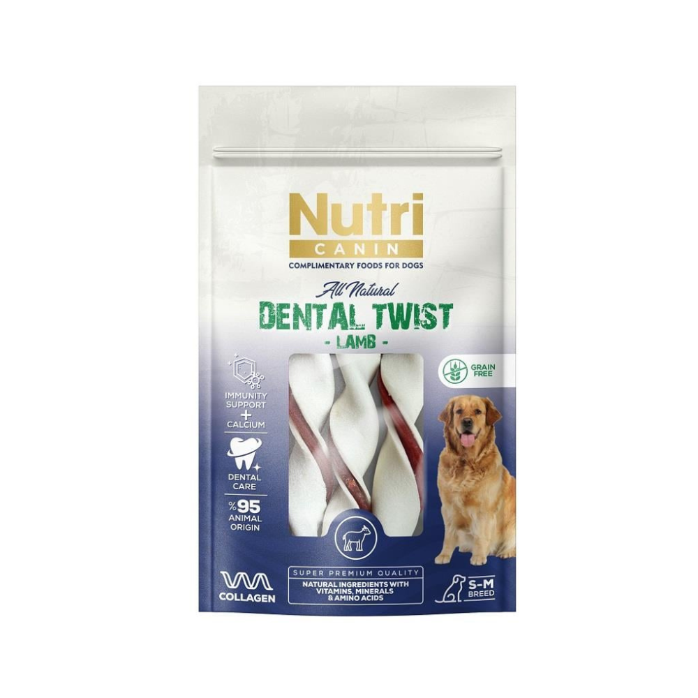 Nutri Dental Twist Kuzu Etli Yetişkin Köpek Çiğneme Çubuğu Ödül, 80g