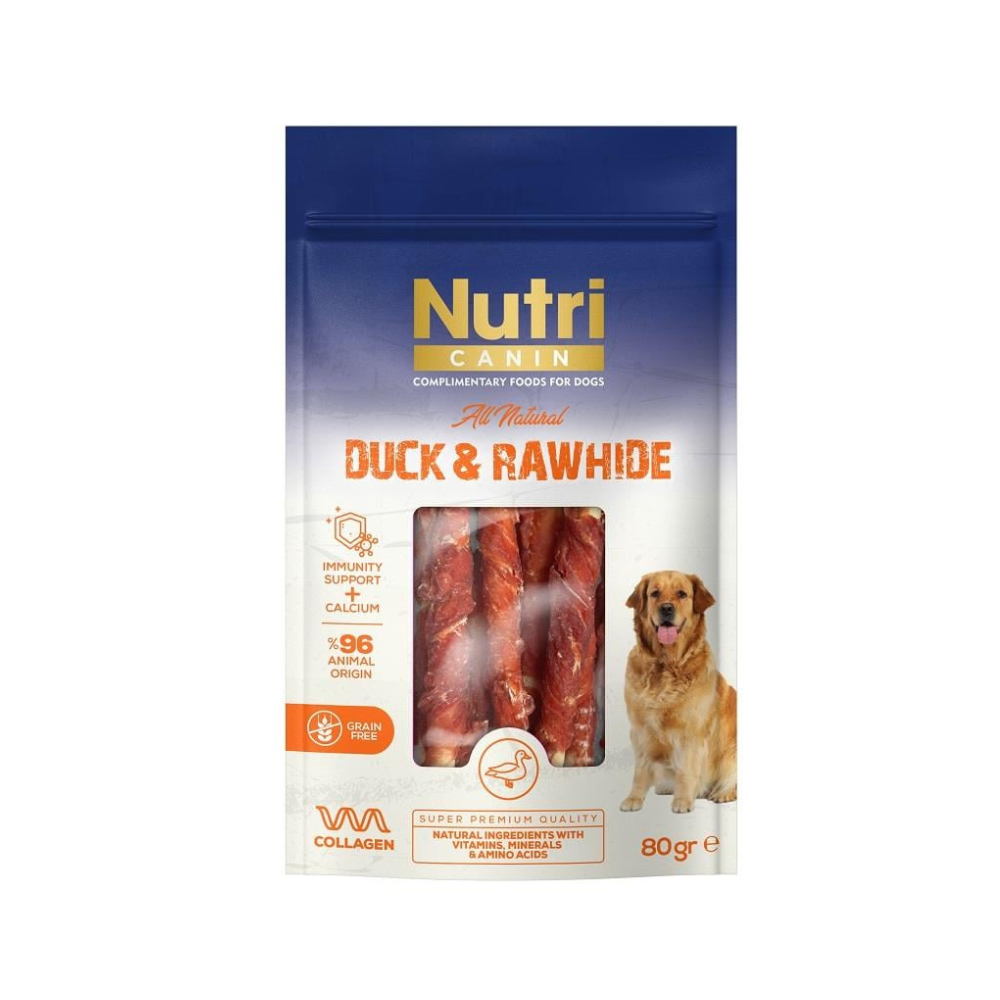 Nutri Duck & Rawhide Ördek Etli Yetişkin Köpek Çiğneme Çubuğu Ödül, 80g