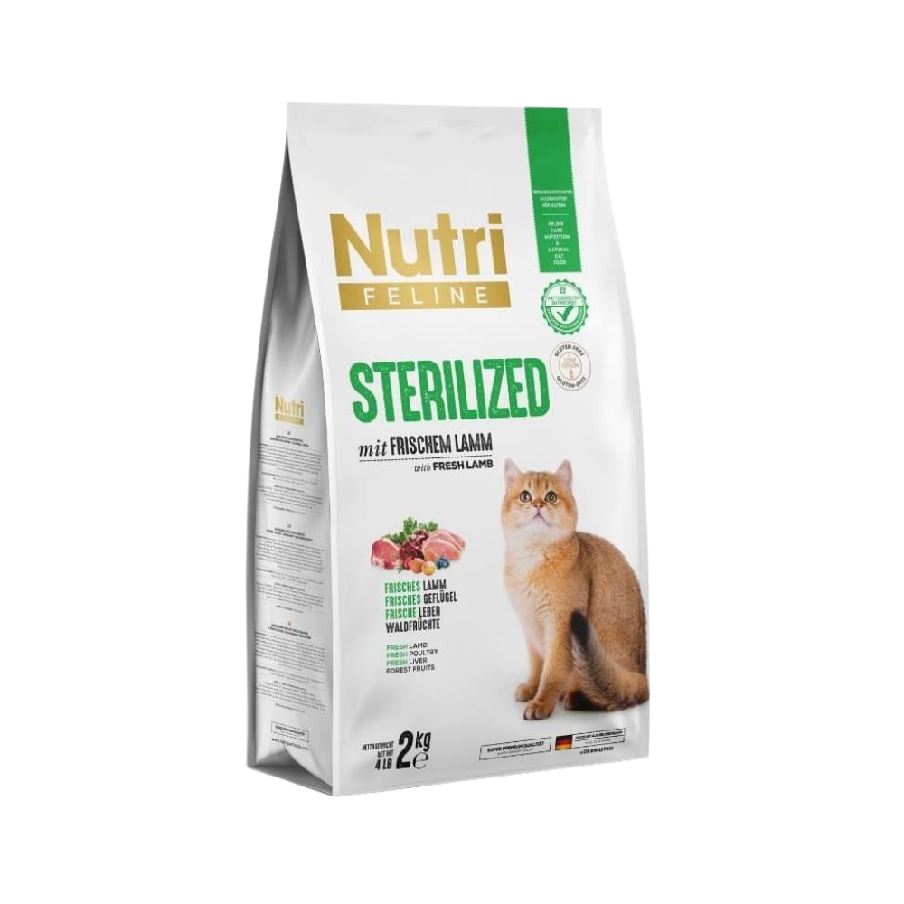 Nutri Kısırlaştırılmış Kuzu Etli Yetişkin Kedi Kuru mama Mama, 2kg