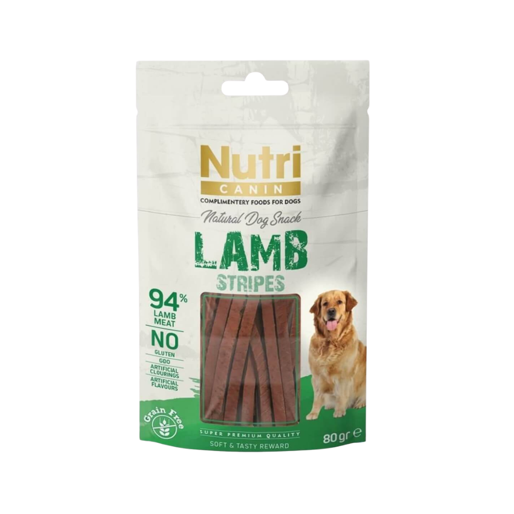 Nutri Stripes Kuzu Etli Yetişkin Köpek Şerit Etler Ödül, 80g