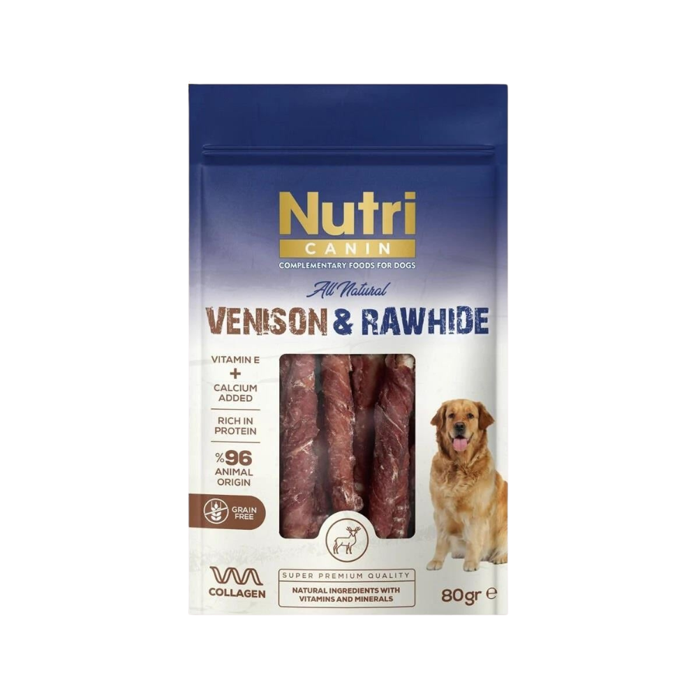 Nutri Venison & Rawhide Geyik Etli Yetişkin Köpek Çiğneme Çubuğu Ödül, 80g
