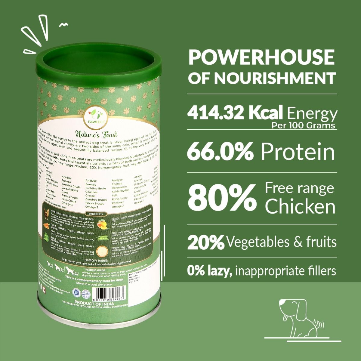 Pawfect Nature's Feast Freeze Dried Dondurulmuş Kurutulmuş Köpek Ödülü, 50g