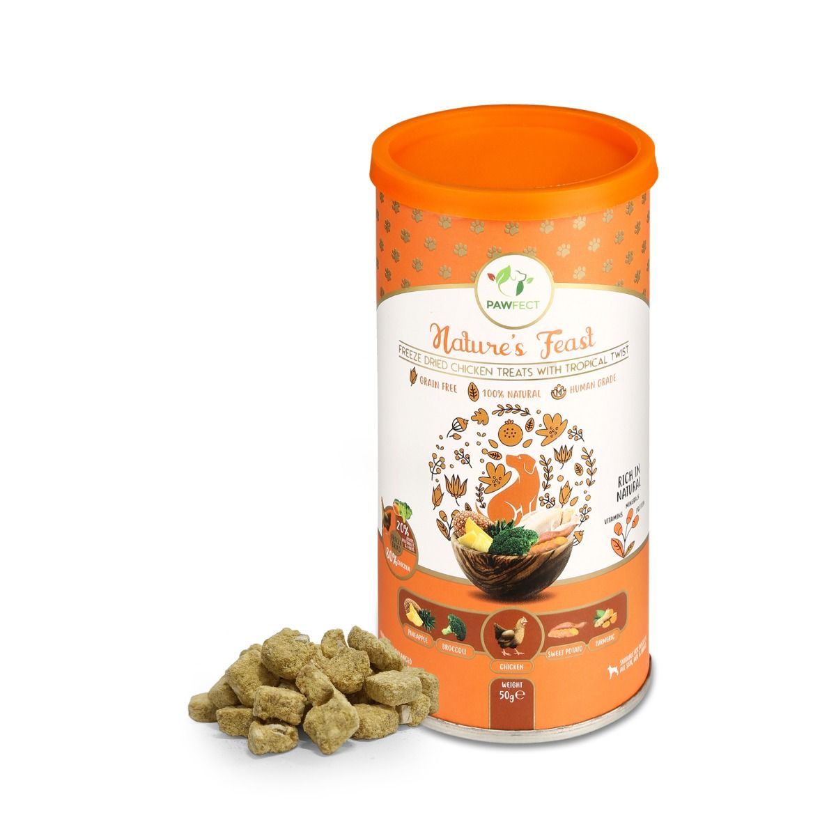 Pawfect Nature's Feast Freeze Dried Dondurulmuş Kurutulmuş Köpek Ödülü, 50g