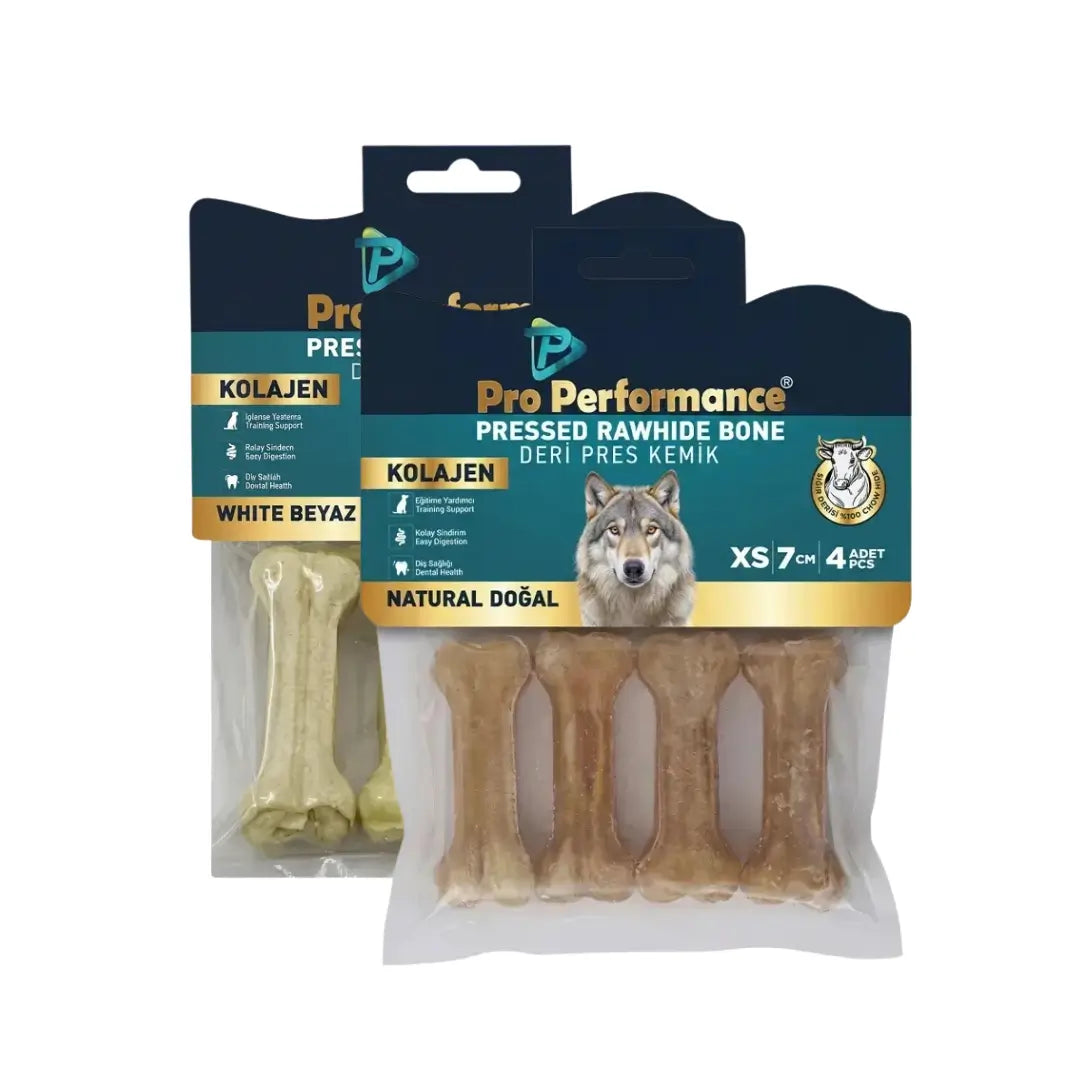 Pro Performance Deri Pres XS Köpek Kemik Ödül Maması, 4 lü Paket, 7cm