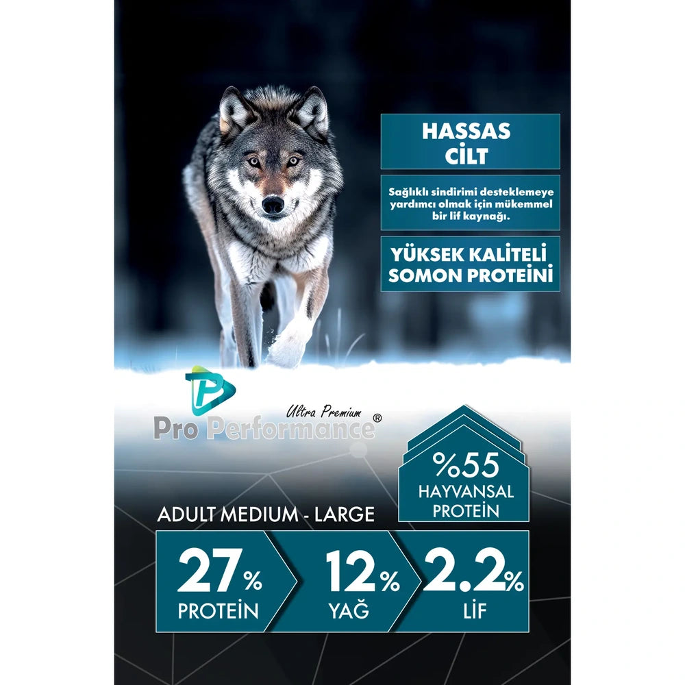 Pro Performance Somon, Yaban Mersini Orta Irk ve Büyük Irk Yetişkin Köpek Maması, 12 kg