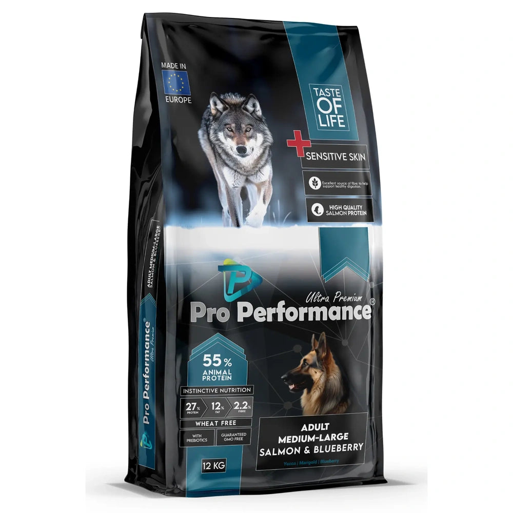 Pro Performance Somon, Yaban Mersini Orta Irk ve Büyük Irk Yetişkin Köpek Maması, 12 kg