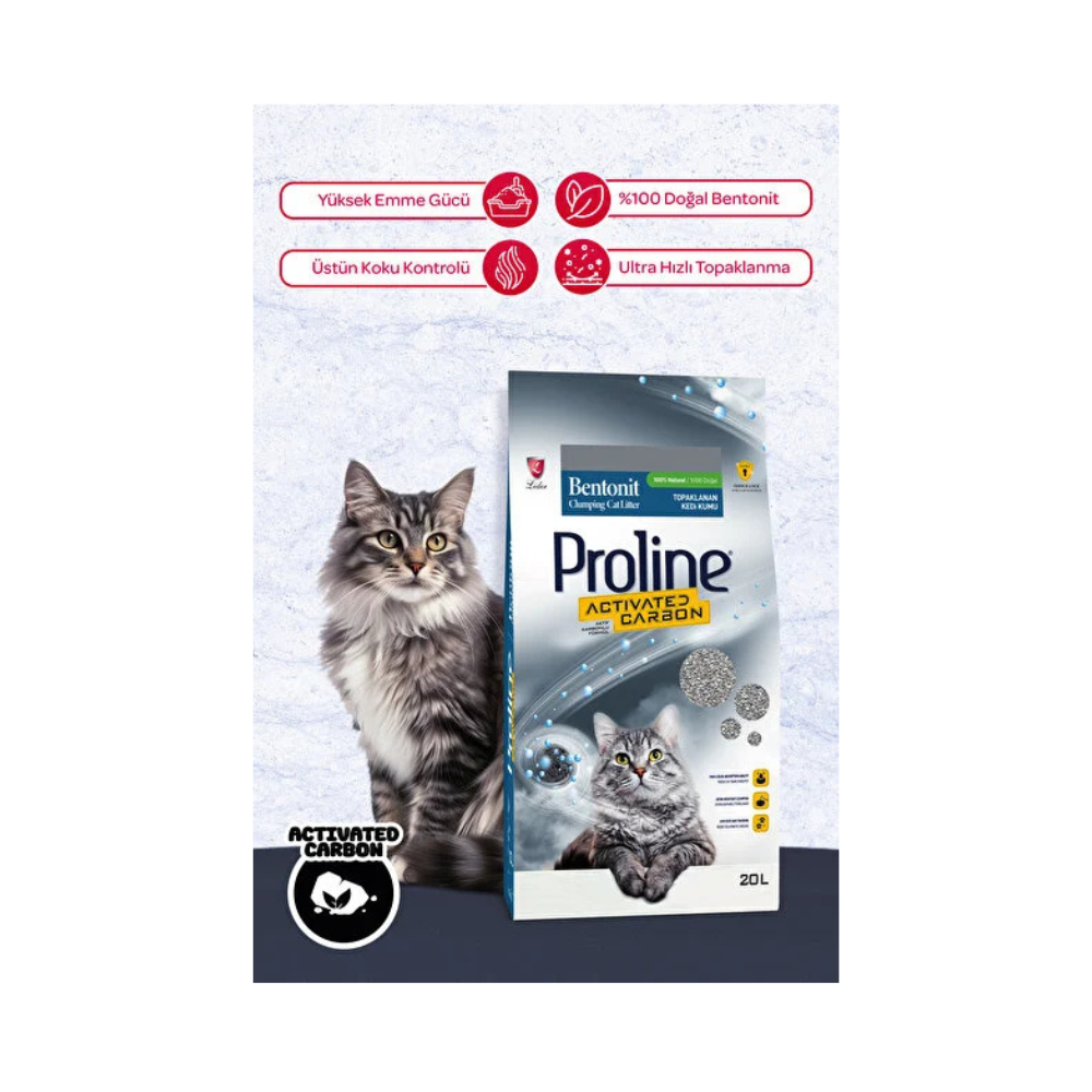 Proline Bentonit Aktif Karbon İnce Taneli Kedi Kumu, 10Lt