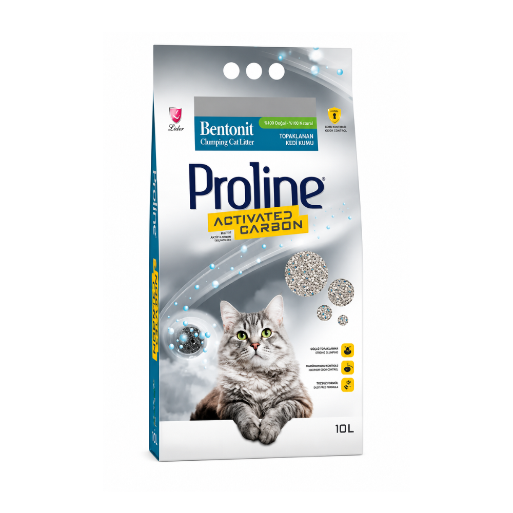 Proline Bentonit Aktif Karbon İnce Taneli Kedi Kumu, 10Lt
