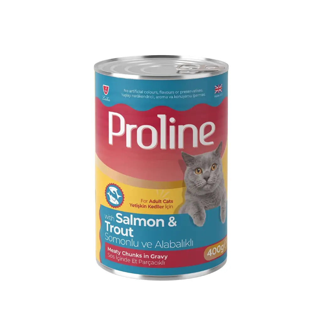 Proline Gravy Somon ve Alabalıklı Yetişkin Kedi Konserve Mama, 400g