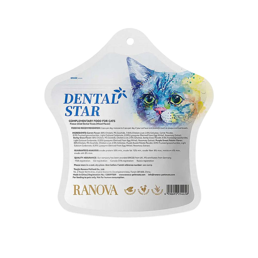 Ranova Dental Star Karışık Yetişkin Kedi Ödül 36g, kedi dental ödül