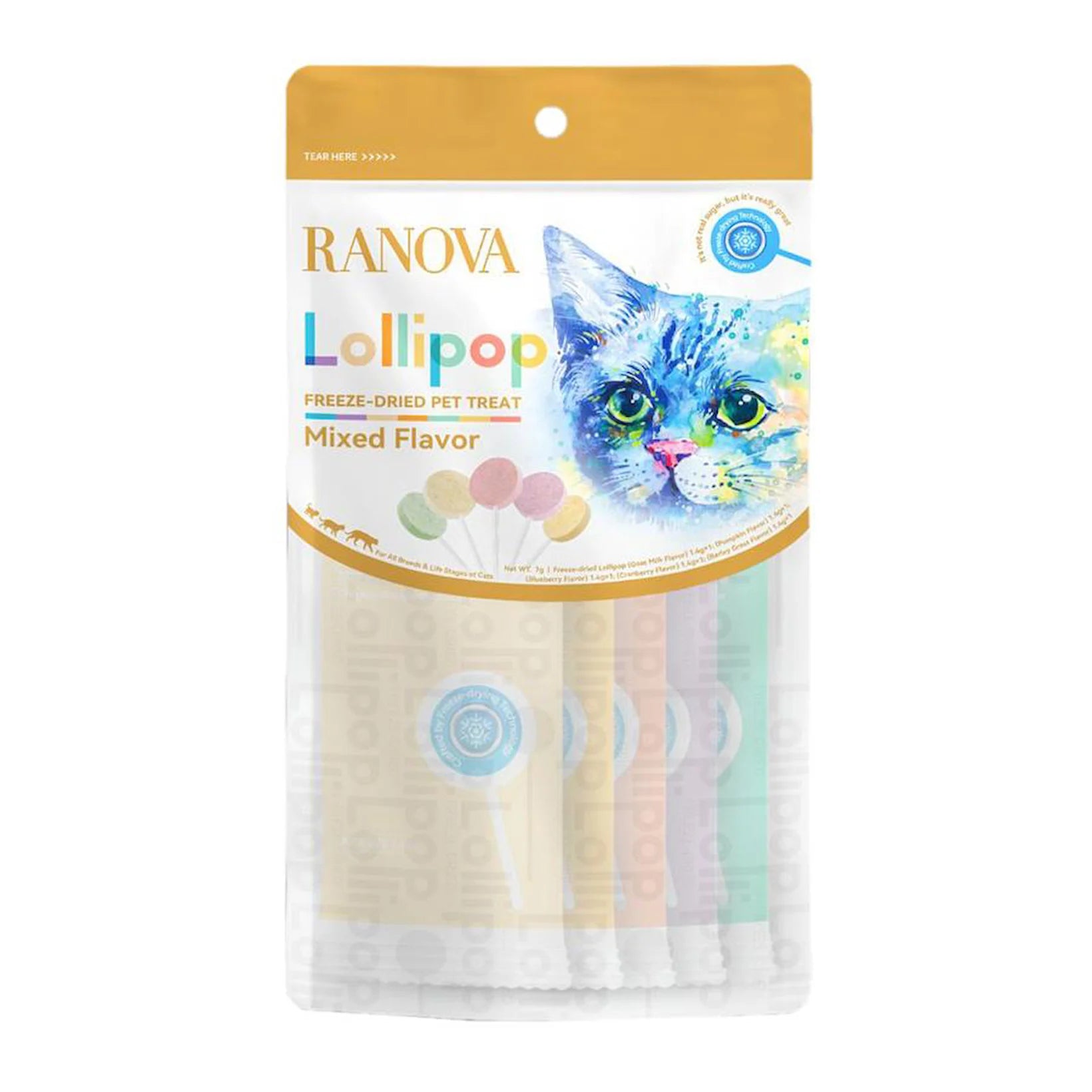 Ranova Yetişkin Kedi Lolipop Ödül, 5 li Paket, 1.4g