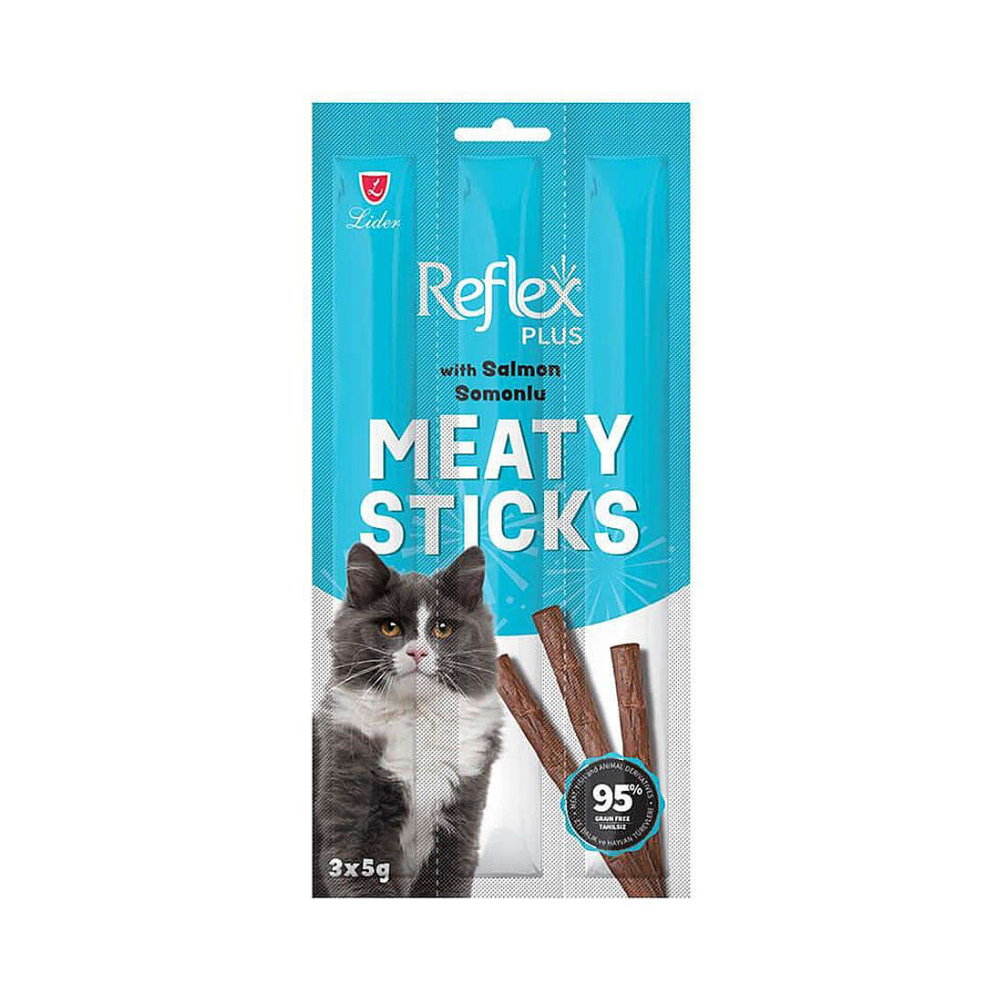 Reflex Plus Meaty Sticks Somonlu Yetişkin Kedi Stick Ödül, 3 lü Paket, 15g