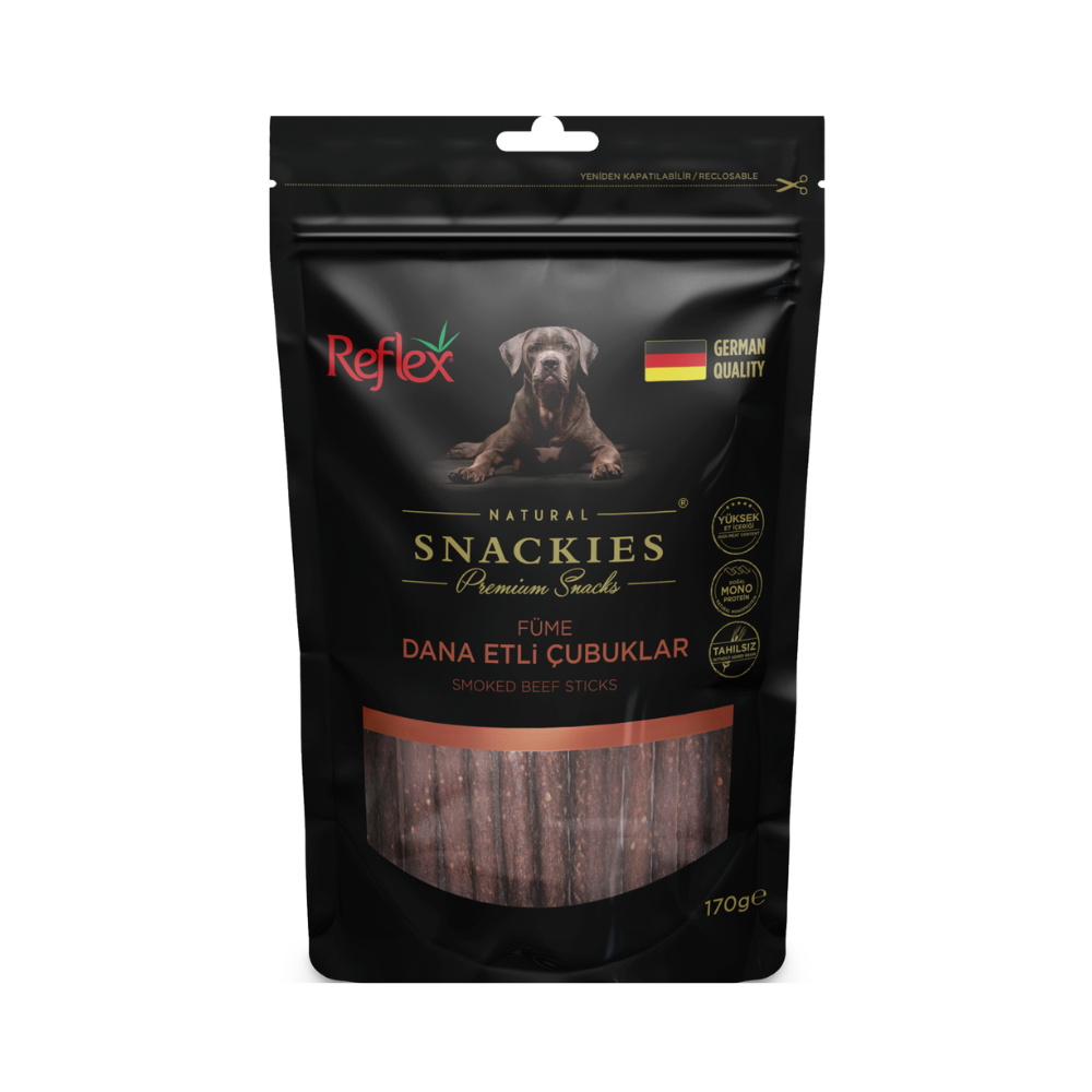 Reflex Plus Snackies Füme Dana Etli Yetişkin Köpek Şerit Etler Ödül, 170g
