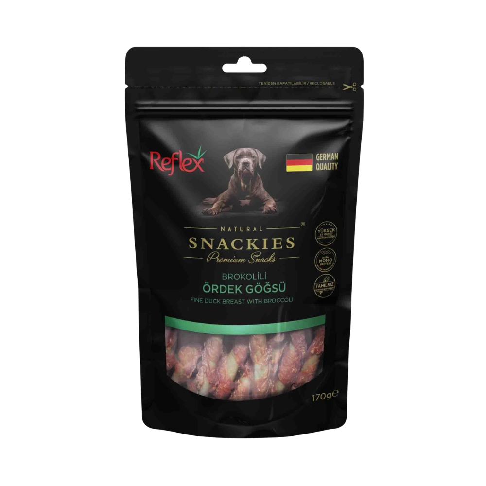 Reflex Snackies Brokoli ve Ördekli Yetişkin Köpek Stick Ödül, 170g
