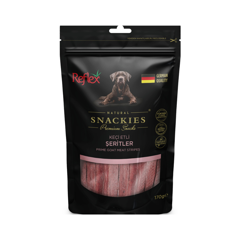 Reflex Snackies Keçi Etli Yetişkin Köpek Şerit Etler Ödül, 170g