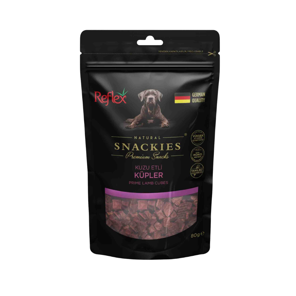 Reflex Snackies Kuzu Etli Yetişkin Köpek Küp Etler Ödül, 80g