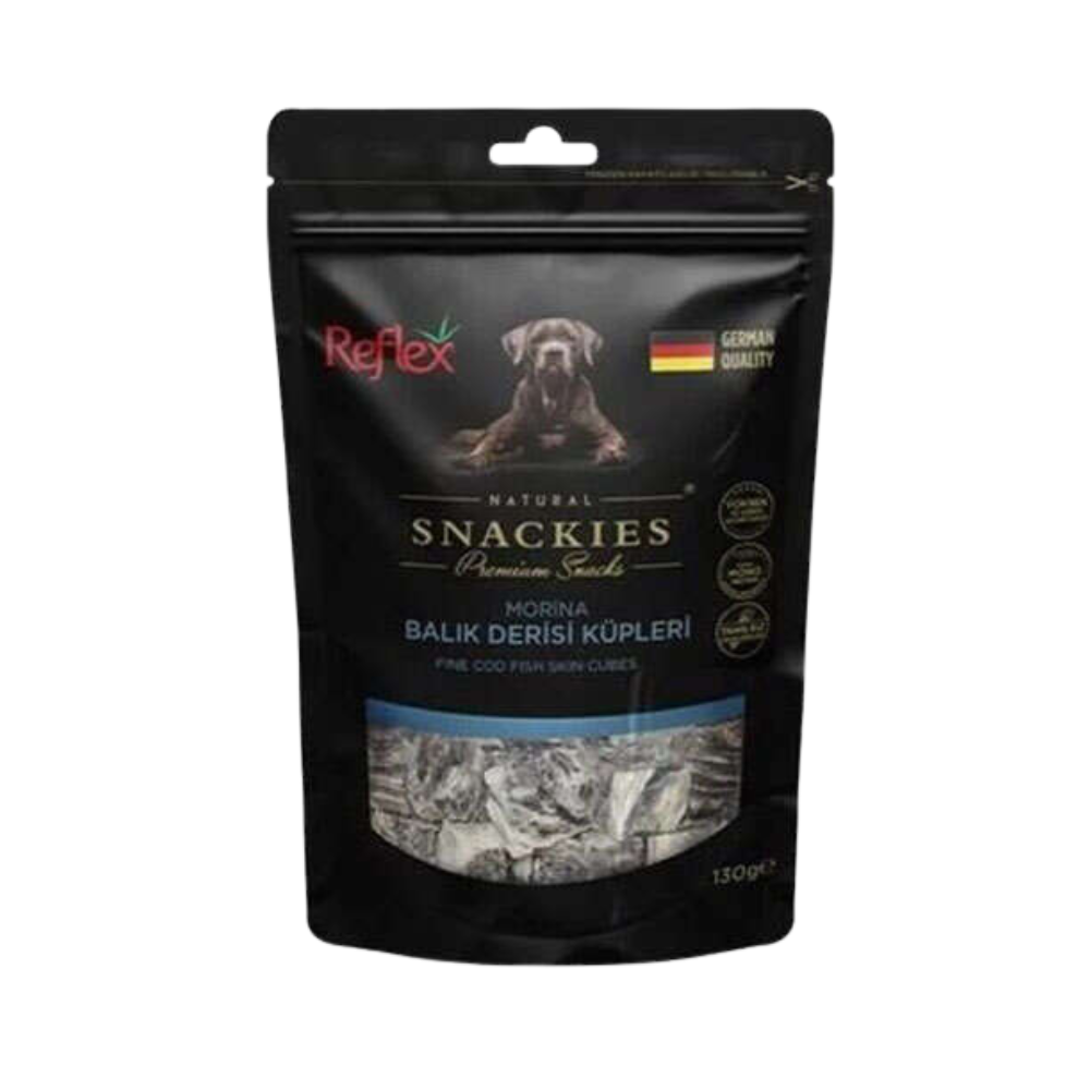 Reflex Snackies Morina Balıklı Yetişkin Köpek Küp Etler Ödül, 130g