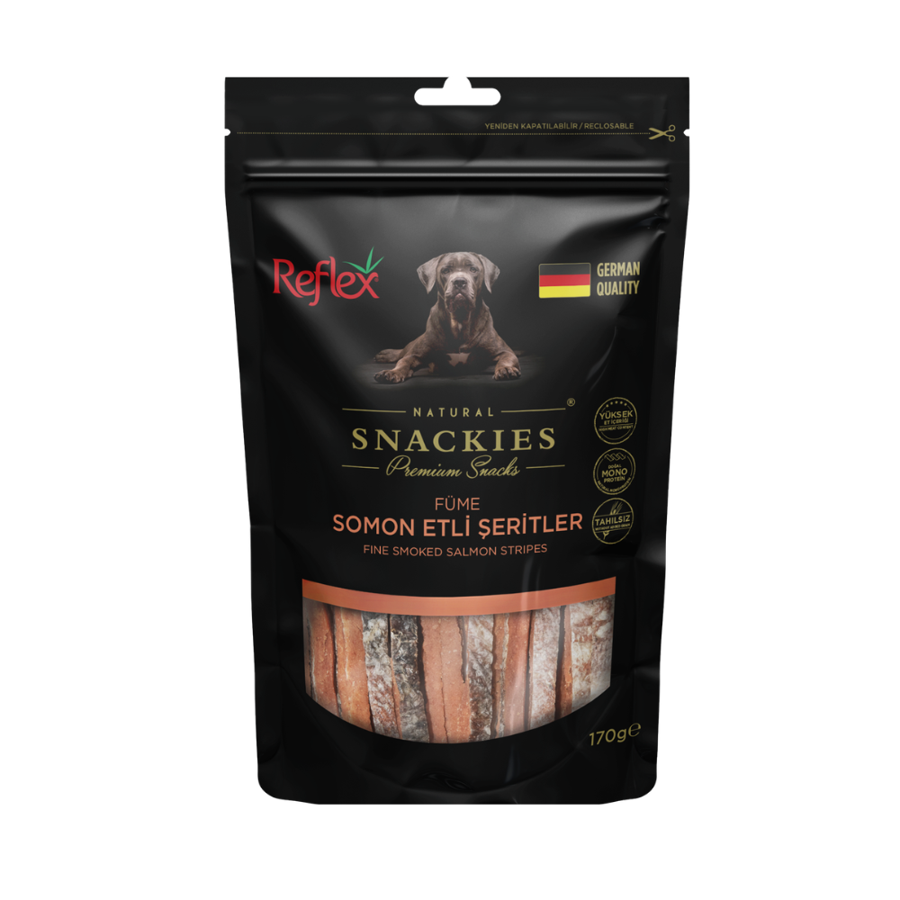 Reflex Snackies Somonlu Yetişkin Köpek Şerit Etler Ödül, 170g
