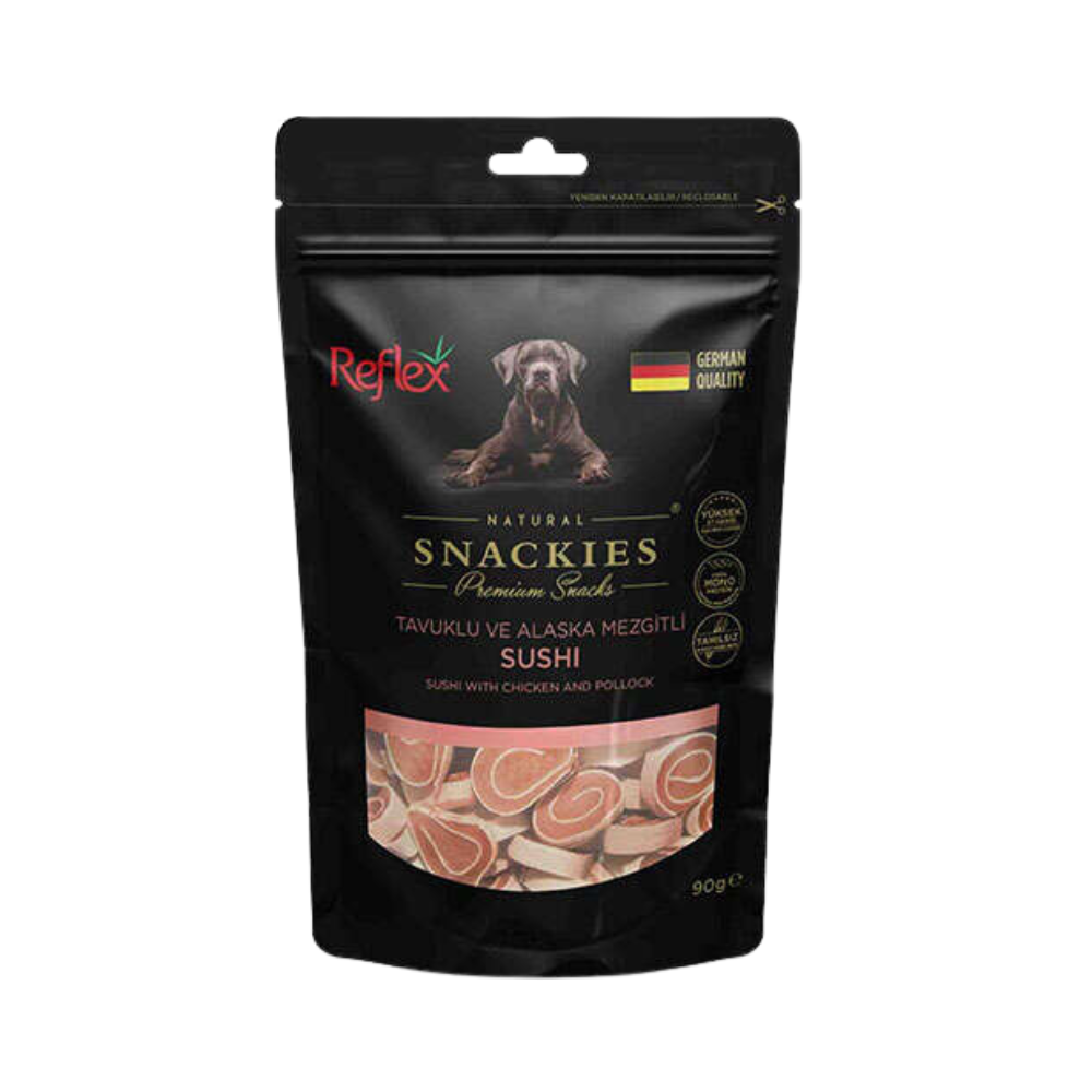 Reflex Snackies Tavuk ve Balıklı Yetişkin Köpek Sushi Ödül, 90g